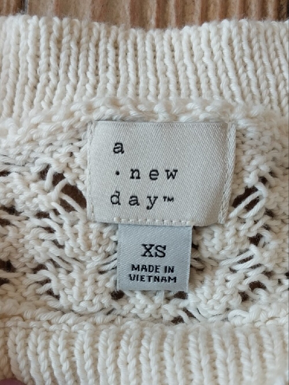 a new day Cream Openwork Short-Sleeve Crew Sweater - Picture 2 of 5